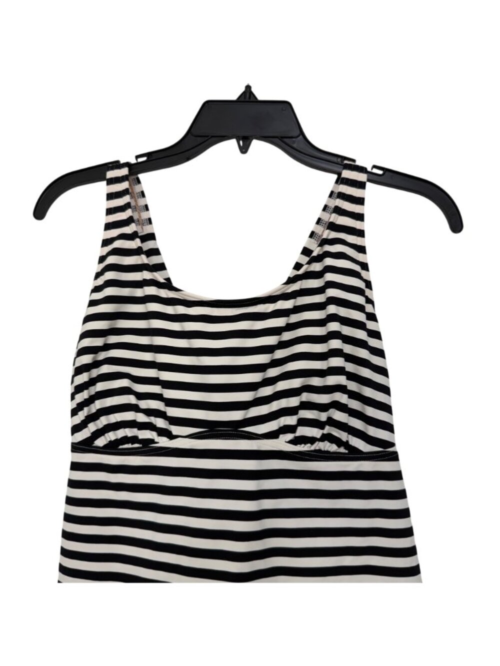 Lands End Women Black White Stripe Tankini Swim Top Size 16 Built-In Bra Support - Picture 8 of 12